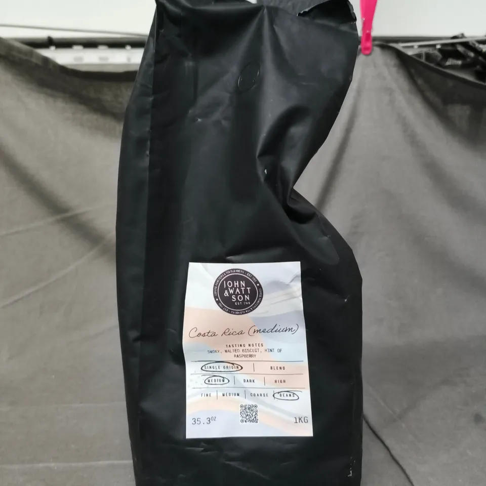 JOHN WATT & SON COSTA RICA MEDIUM COFFEE BEANS (1KG BAG)