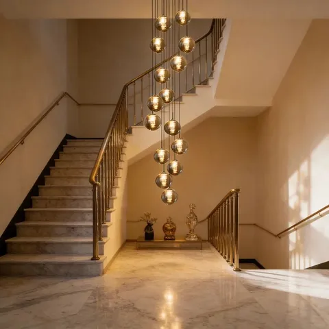 BOXED AMICE 15-LIGHT SILVER CLUSTER PENDANT