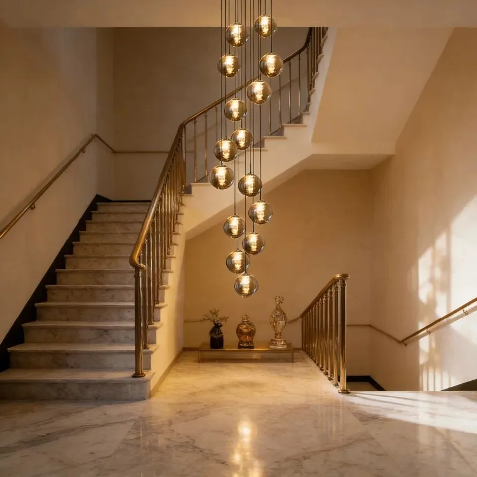 BOXED AMICE 15-LIGHT SILVER CLUSTER PENDANT