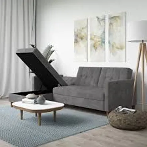 BOXED DOREL SOFA BED GREY CHENILLE HARTFORD SECTIONAL CORNER SOFA WITH STORAGE (2 BOXES)