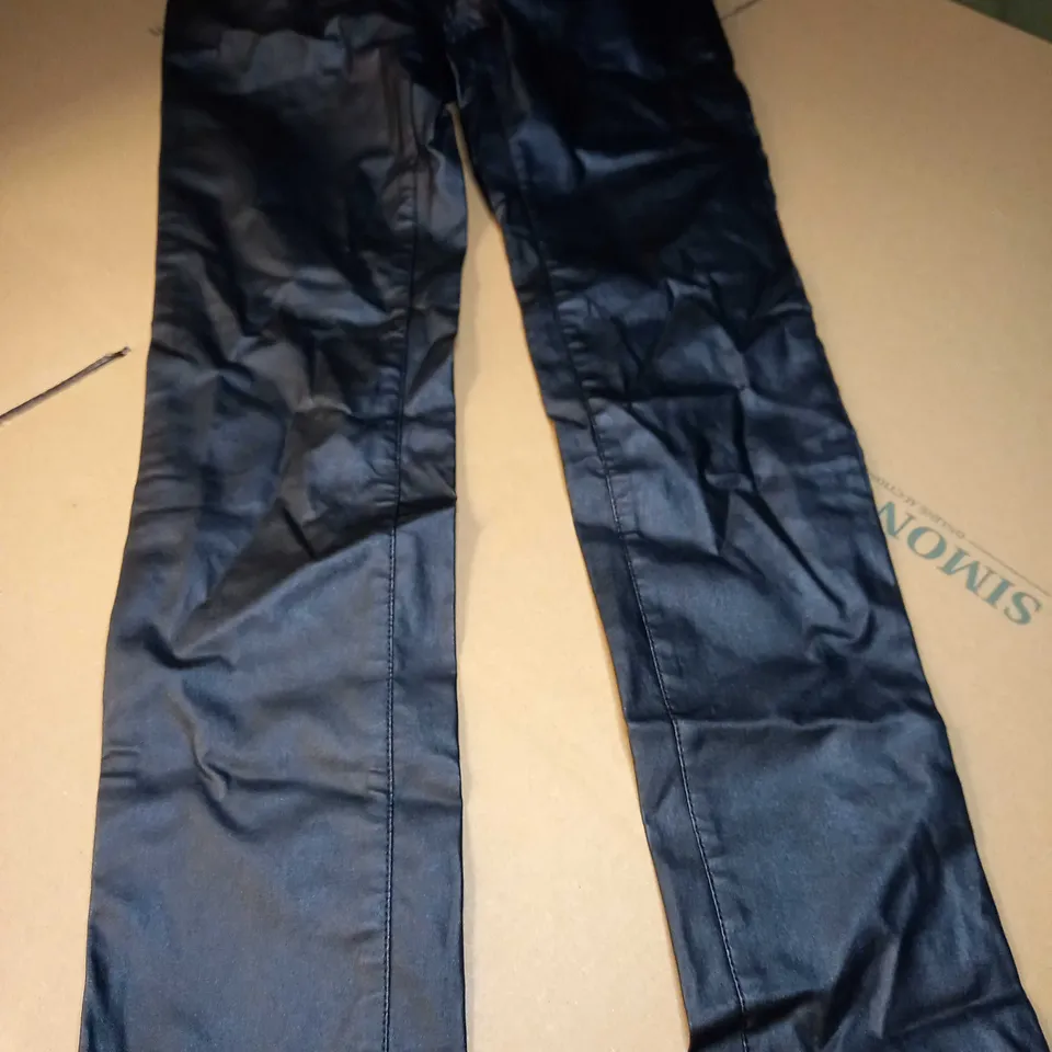 GOLD SK PARIS BLACK HIGH WAISTED COATED SKINNY JEANS - SIZE 14