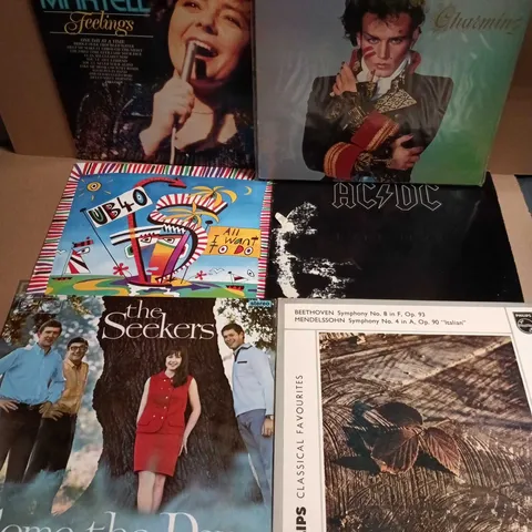 APPROXIMATELY 20 ASSORTED VINYL'S TO INCLUDE ARTISTS SUCH AS ACDC, UB40, ADAM AND THE ANTS, ETC - COLLECTION ONLY