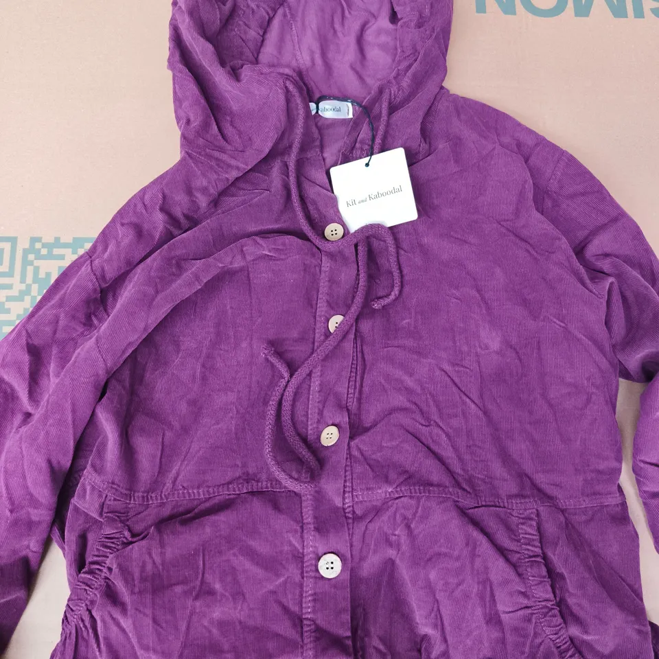 KIT AND KABOODAL SIAN HOODED NEEDLECORD JACKET IN MERLOT WINE PURPLE SIZE 8-16