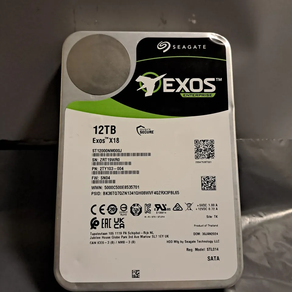 SEAGATE EXOS ENTERPRISE 18X 12TB SATA HARD DRIVE 