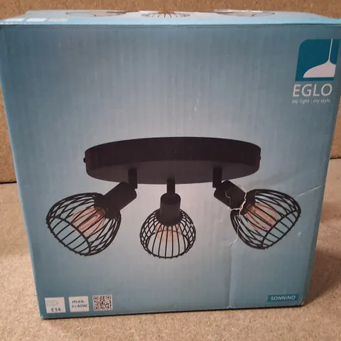 BOXED EGLO SONNINO CEILING LIGHT – THREE-BULB CAGE DESIGN, E14 (MAX 3X40W) –