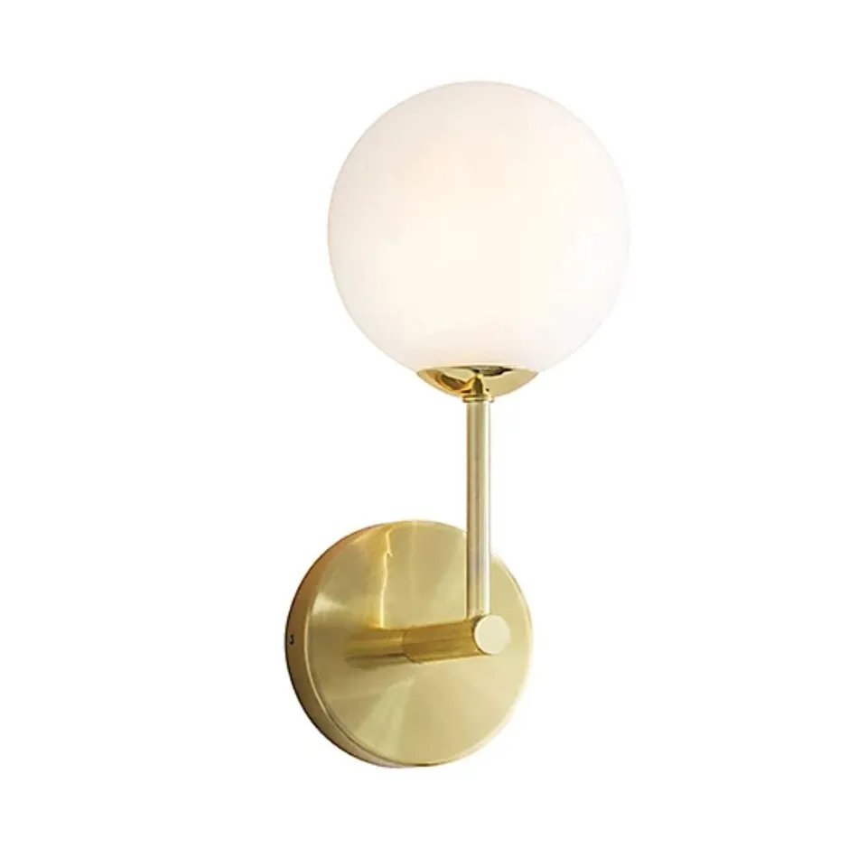 BOXED FRESCO SATIN BRUSHED GOLD WITH GLOSS OPAL GLASS SHADES TRENDY 1 LIGHT WALL LIGHT