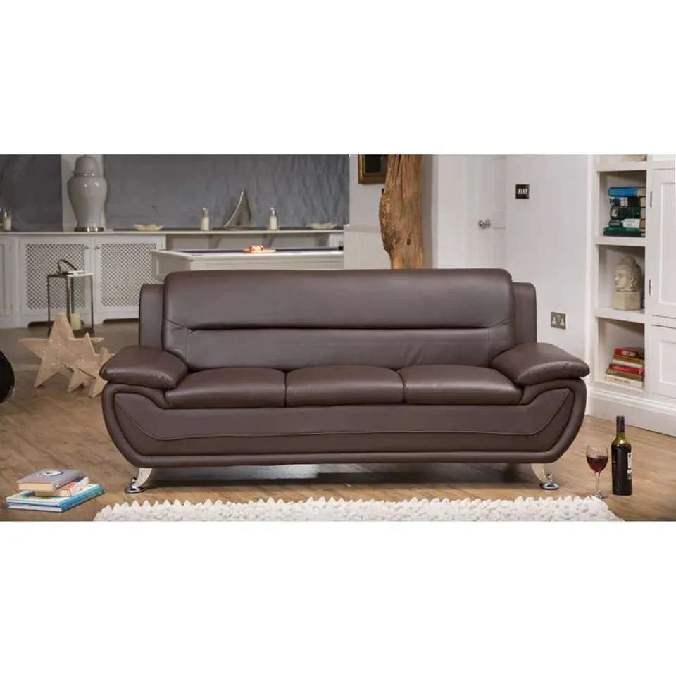 BOXED HUSEMAN 3 SEATER SOFA - BROWN