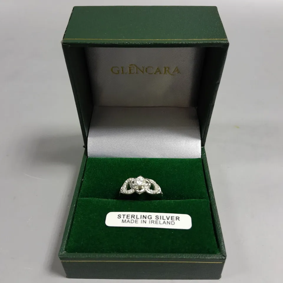 GLENCARA STERLING SILVER CIRCULAR HEART RING 