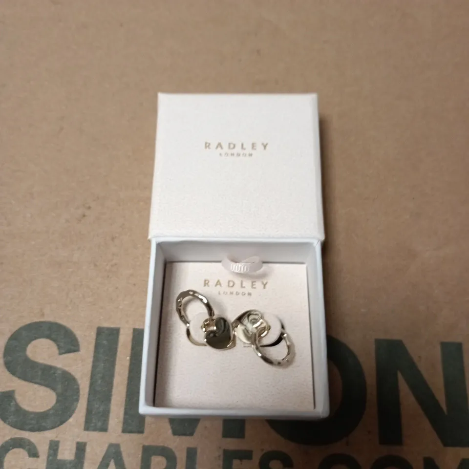 RADLEY LONDON STERLING SILVER PLATED HEART CHARM PAIR IN PRESENTATION BOX