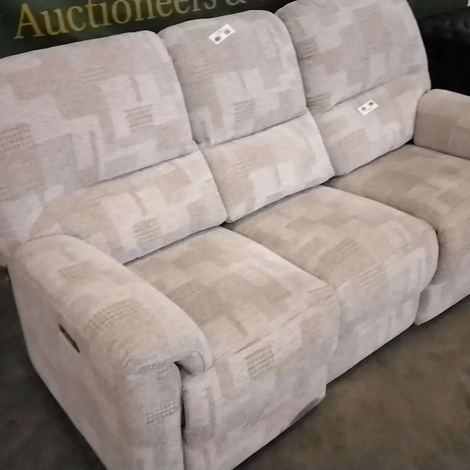 QUALITY BRITISH DESIGNED & MANUFACTURED G PLAN BEIGE PATTERNED 3 SEATER ELECTRIC RECLINING SOFA