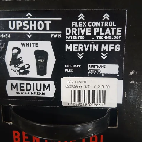 BENT METAL BINDING WORKS UPSHOT SNOWBOARD BINDINGS - WHITE, MEDIUM (US W5-9 / MP 22-26)
