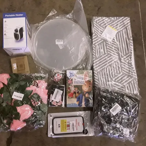 PALLET OF 6 BOXES CONTAINING ASSORTED PRODUCTS INCLUDING PORTABLE HEATER, CAKE STANDS, PHONE CASE, CUSHION COVER SET, ARTIFICIAL ROSES, LED FLOOD LIGHT