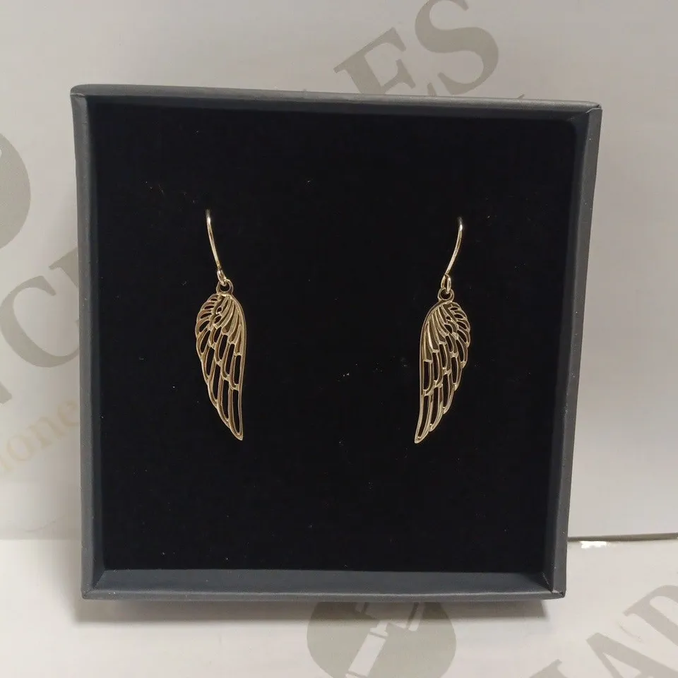 PAIR OF SILVER EFFECT ANGEL WINGS DANGLE EARRINGS