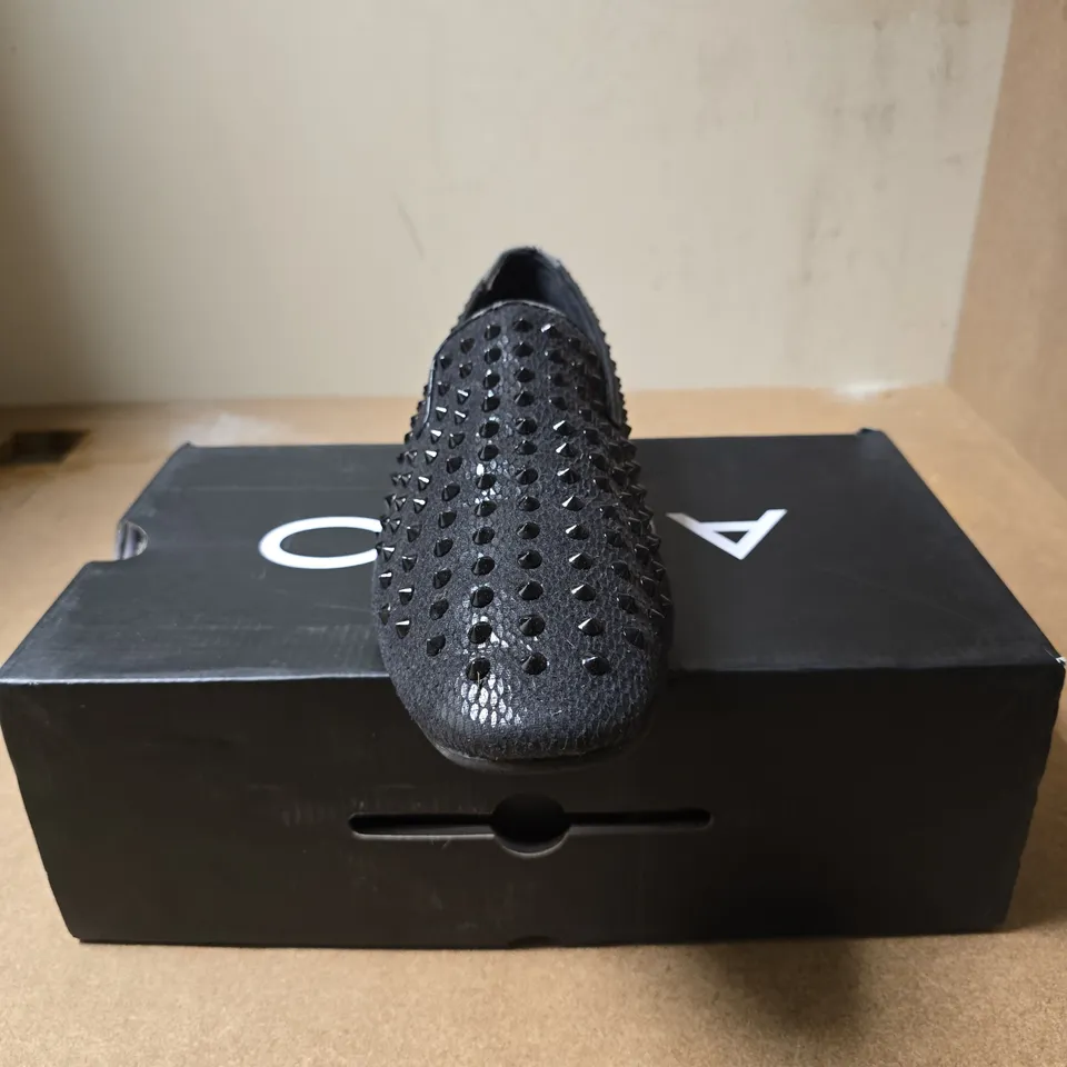 ALDO WOMEN'S BLACK STUDDED LOAFERS – UK 11