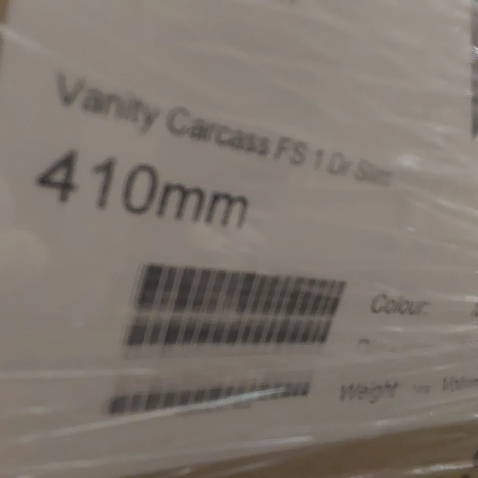 PALLET CONTAINING A LARGE QUANTITY OF ASSORTED BATHROOM FURNITURE PARTS INCLUDING: VELDEAU VANITY CARCASSES ECT