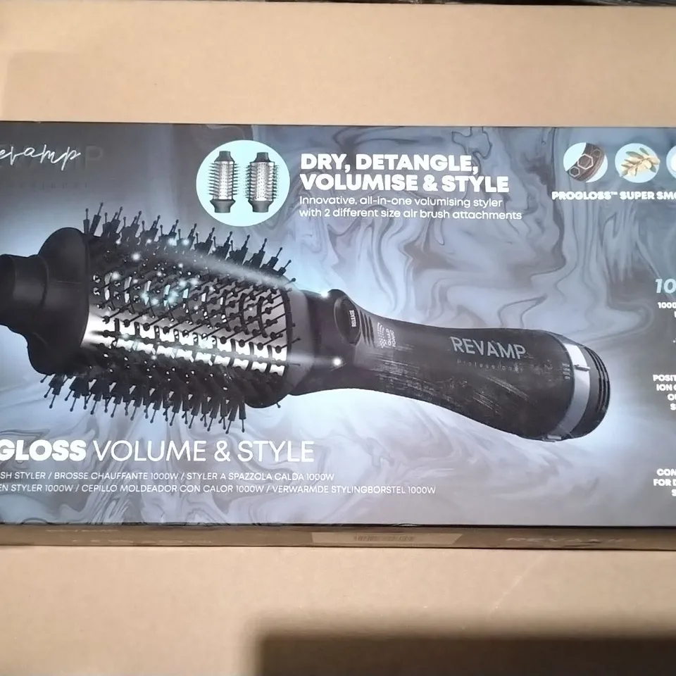 BOXED REVAMP PROFESSIONAL PROGLOSS VOLUME AND STYLE 1000W HOT BRUSH STYLER DR-2500-GB