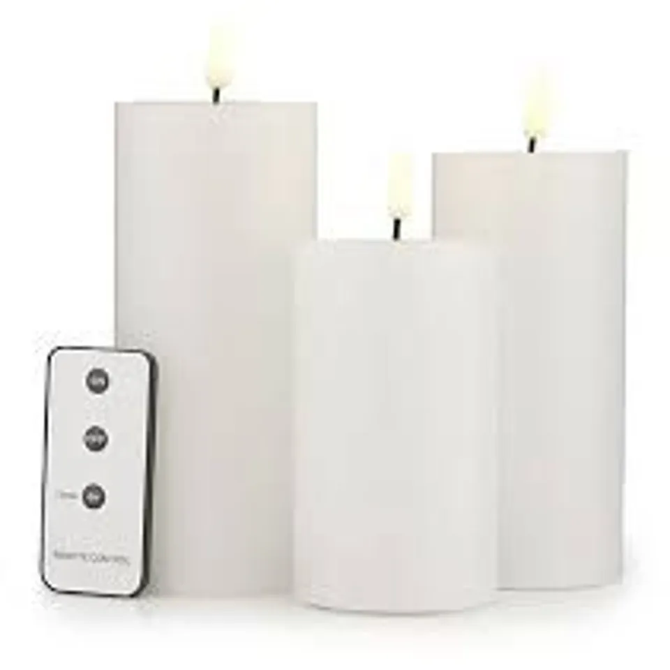 HOME STORIES SET OF 3 FLICKERING WAX REMOTE CANDLES