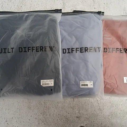 SET OF APPROXIMATELY 10 ASSORTED BUILT DIFFERENT T-SHIRTS/SHIRTS IN VARIOUS COLOURS AND SIZES