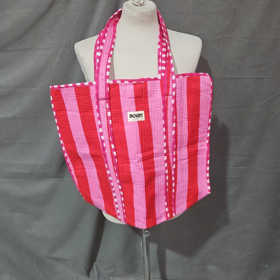 NORM LONDON STRIPED TOTE BAG – PINK & RED