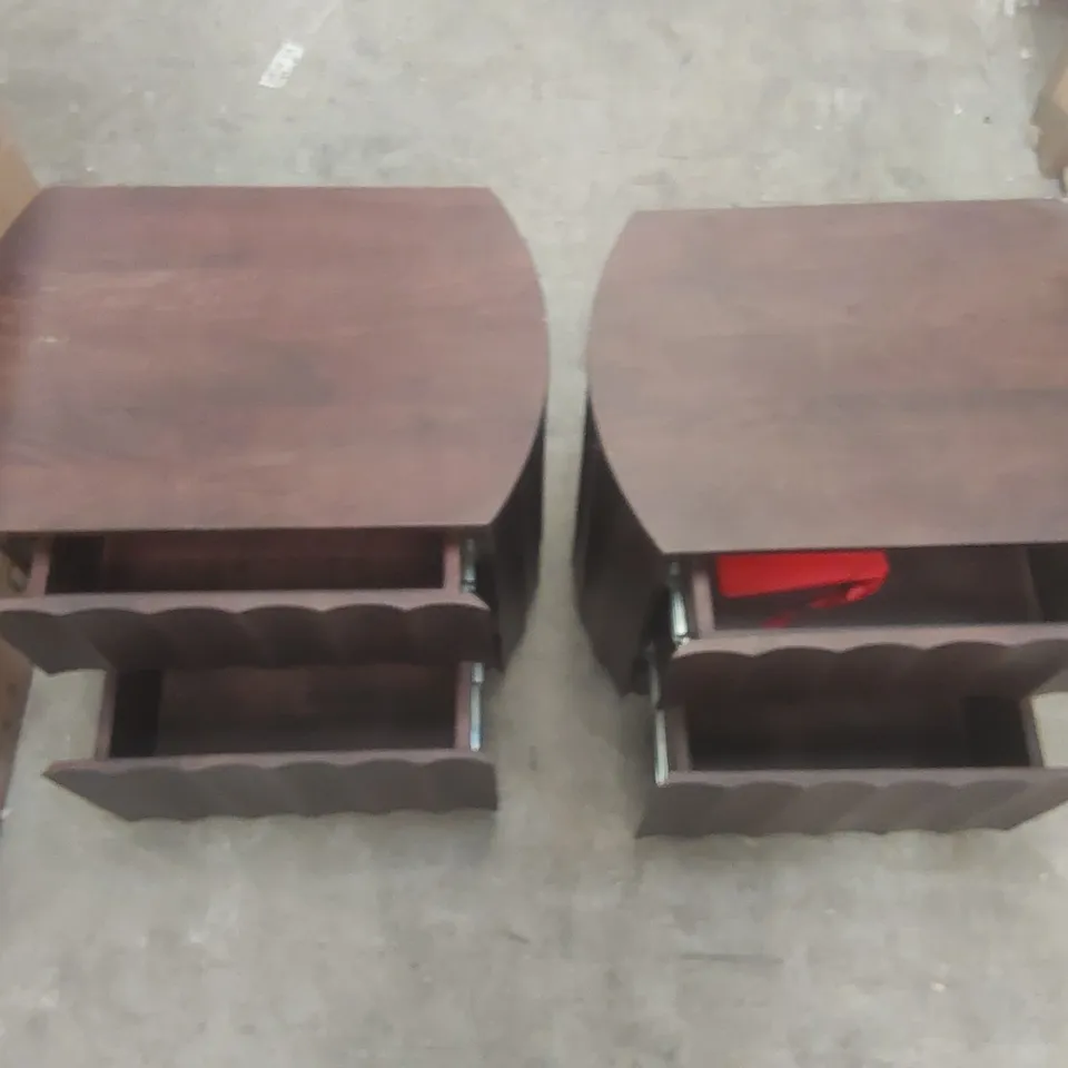 PAIR OF DANETTI DARK WOOD BEDSIDE TABLES