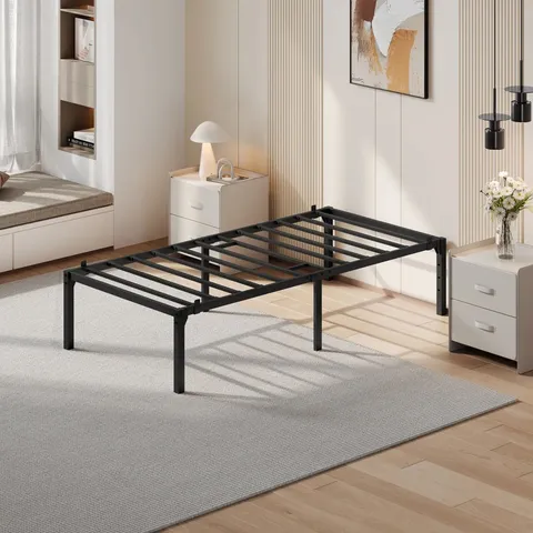 BOXED 41.5 CM HEIGHT BLACK METAL BED FRAME