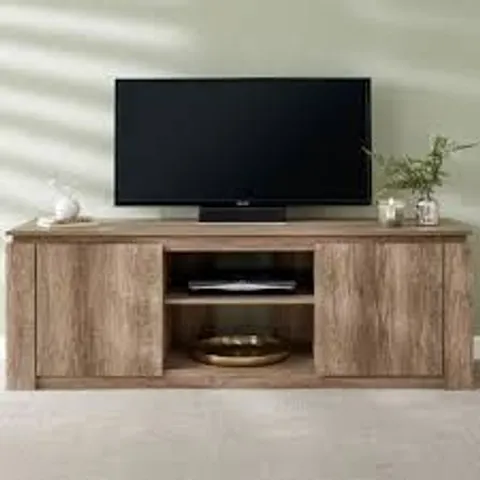 BOXED GFW CANYON 2 DOOR 2 SHELF OAK TV UNIT - DARK OAK (1 BOX)
