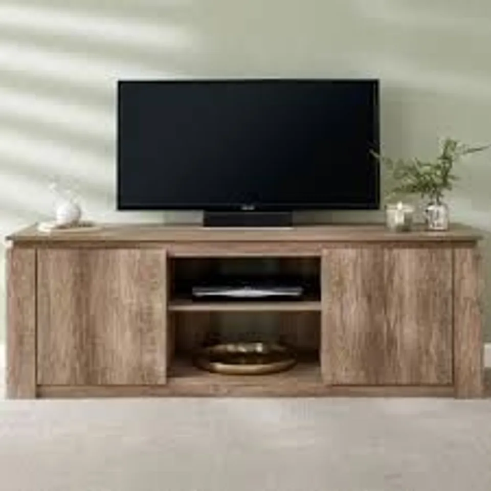 BOXED GFW CANYON 2 DOOR 2 SHELF OAK TV UNIT - DARK OAK (1 BOX)