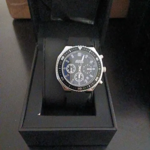 VICKERS ARMSTRONG AEROMARK STEEL BLUE CHRONOGRAPH WATCH – BOXED