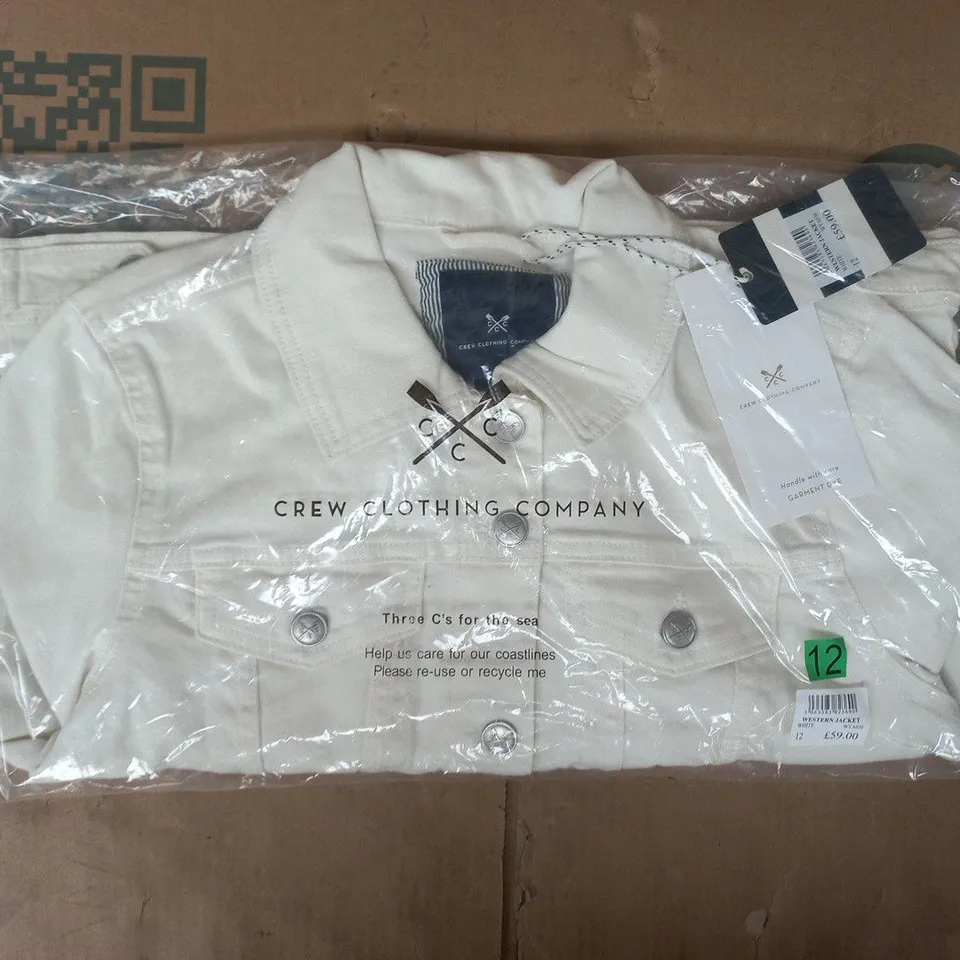 BAGGED CREW CLOTHING COMPANY WESTERN JACKET IN WHITE SIZE 12
