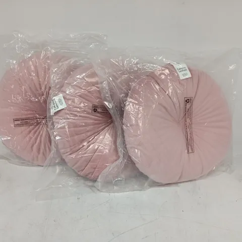 LOT OF 3 BAGGED CATHERINE LANSFIELD CIRCULAR PINK FILLED CUSHIONS