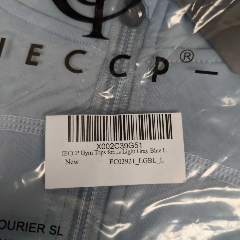 BAGGED IECCP WOMEN'S GYM TOP – LIGHT GRAY/BLUE, SIZE L