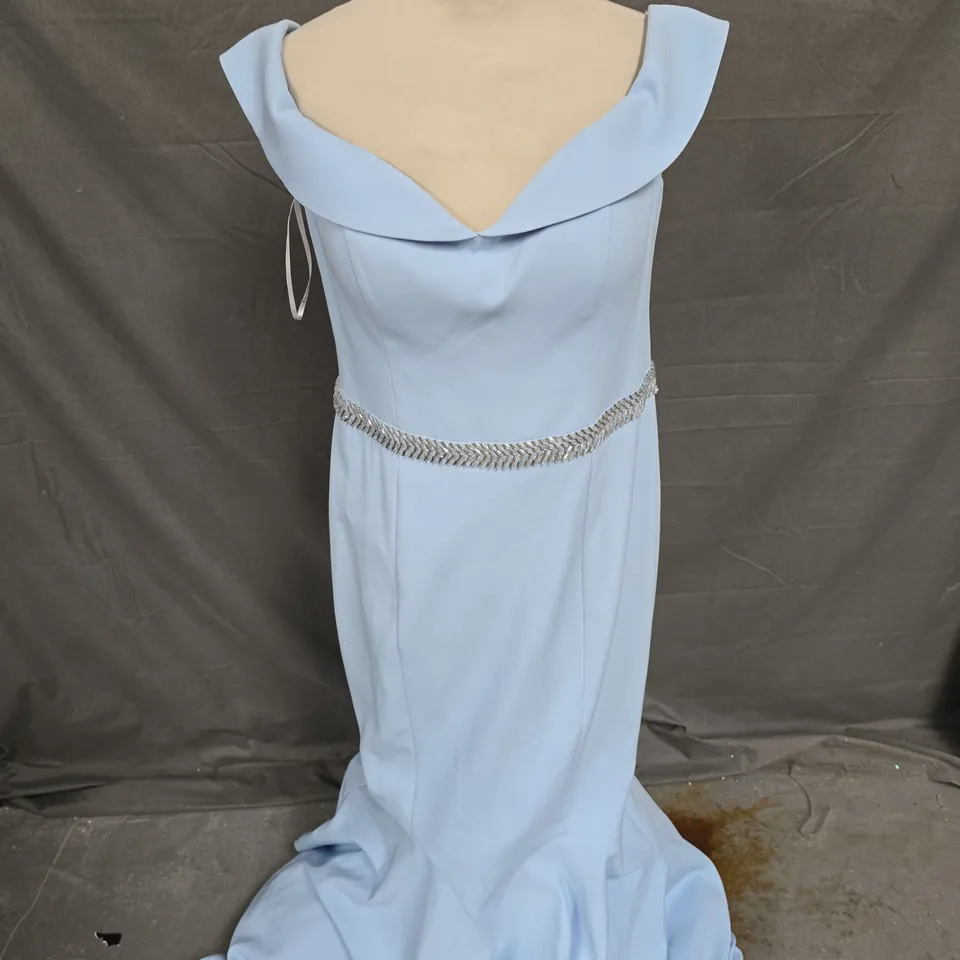 PIA MICHI PALE BLUE SEQUIN BELT DRESS - SIZE 14