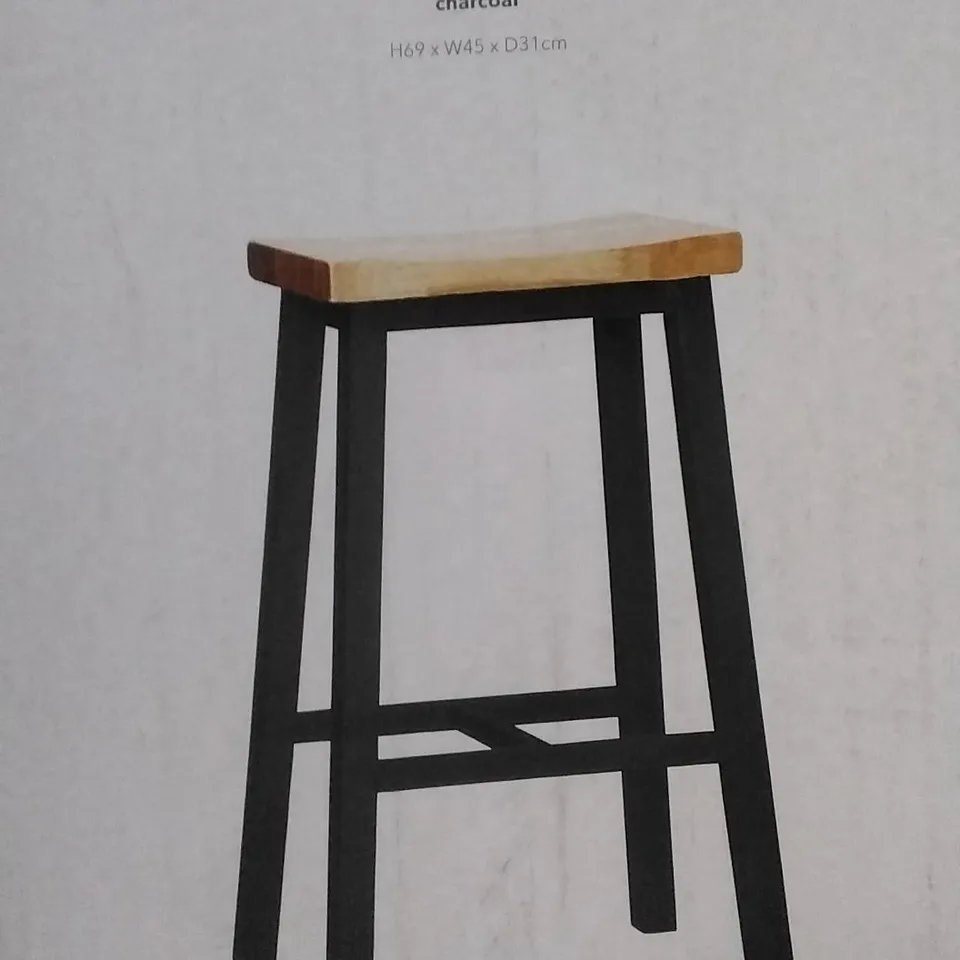 BOXED BRISTON BAR STOOL CHARCOAL   H69 X W45 X D31CM 