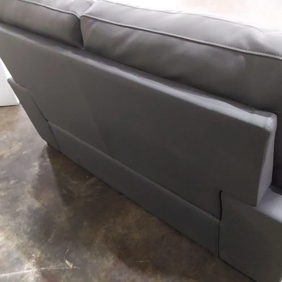 DESIGNER TWO SEATER SOFA GREY LEATHER 