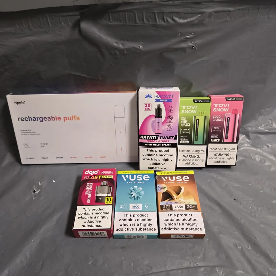 APPROXIMATELY 20 ASSORTED E-CIGARETTE & VAPING ITEMS IN VARIOUS BRANDS 