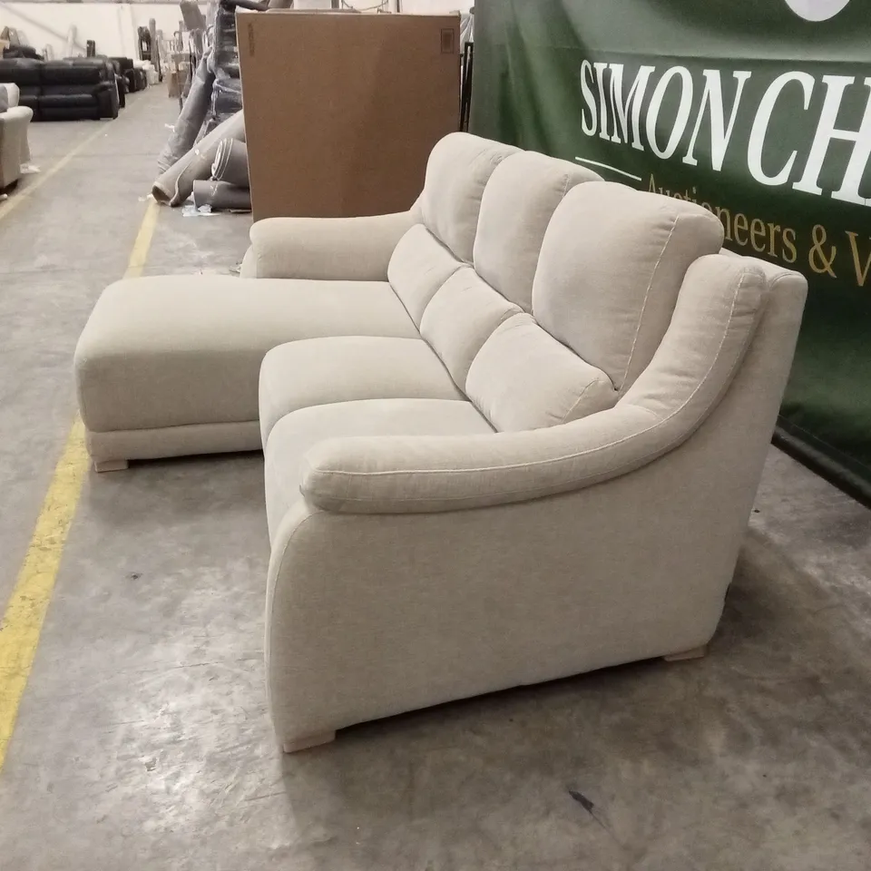 QUALITY DESIGNER ITALIAN MADE DEGANO FABRIC 3 SEATER CHAISE SOFA - BEIGE