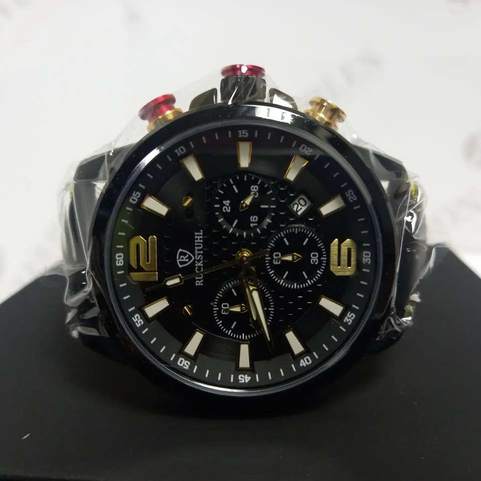 RUCKSTUHL SPORTS CHRONOGRAPH LEATHER STRAP WATCH