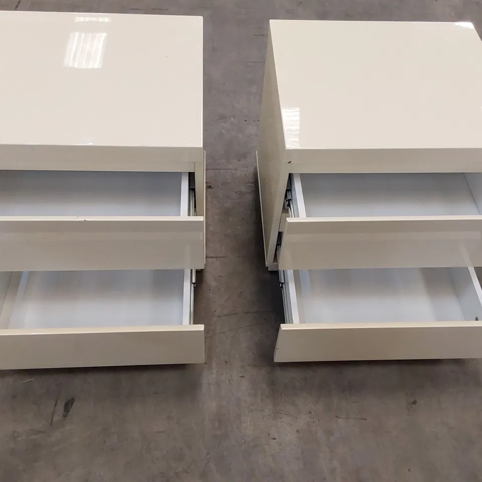 BRAND NEW 2-DRAWER BED SIDE TABLE - SET OF 2, CREAM (2 ITEMS)