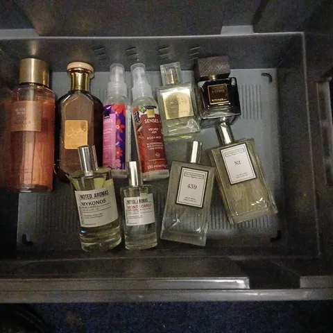 APPROXIMATELY 10 ASSORTED UNBOXED FRAGRANCES TO INCLUDE; THE ESSENCE VAULT, NOTED AROMAS, VICTORIA'S SECRET AND AVON