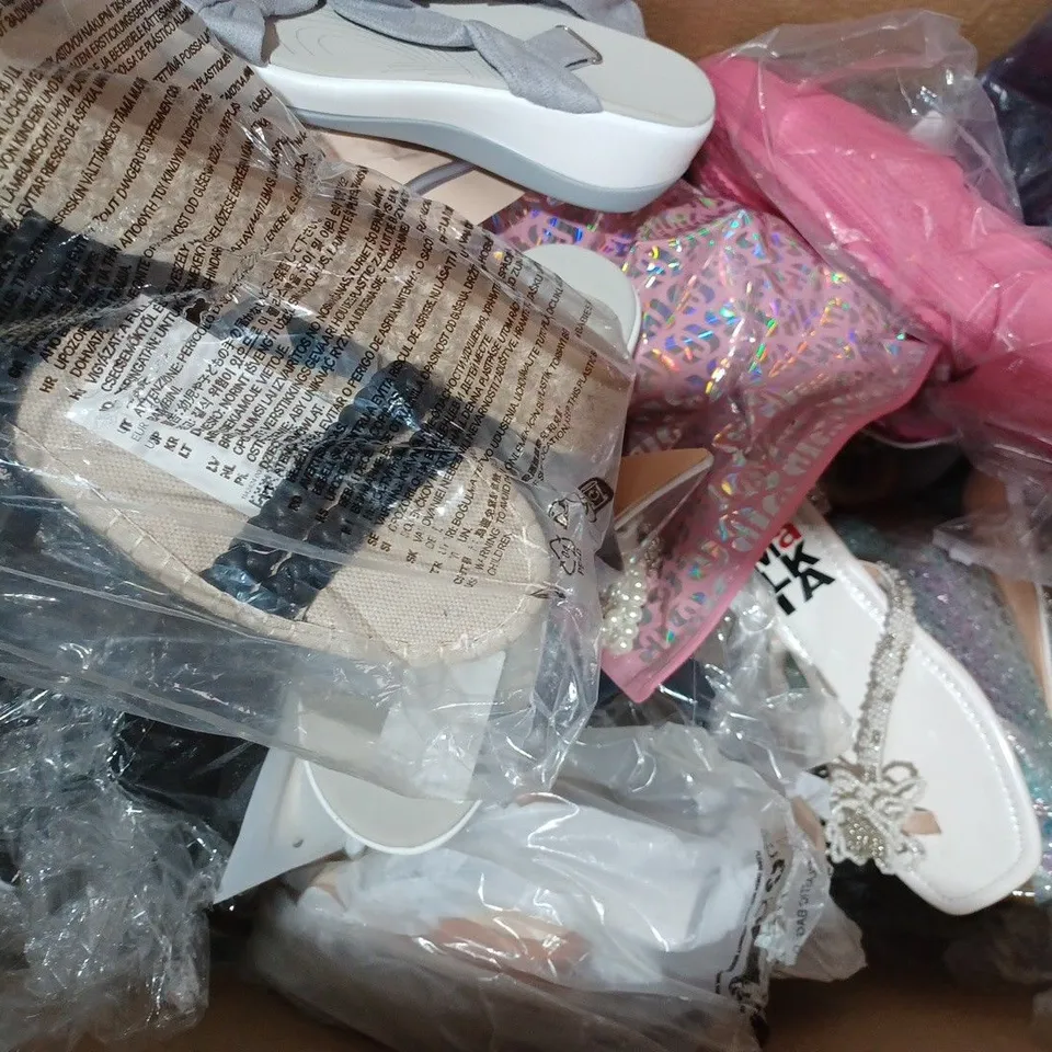 BOX OF APPROXIMATELY 10 ASSORTED PAIRS OF SHOES IN VARIOUS STYLES AND SIZES TO INCLUDE ZARA, MALKIA, ETC