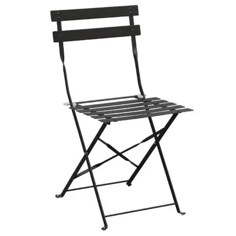 BOXED BOLERO PERTH BLACK PAVEMENT STYLE STEEL FOLDING CHAIRS (PACK OF 2)