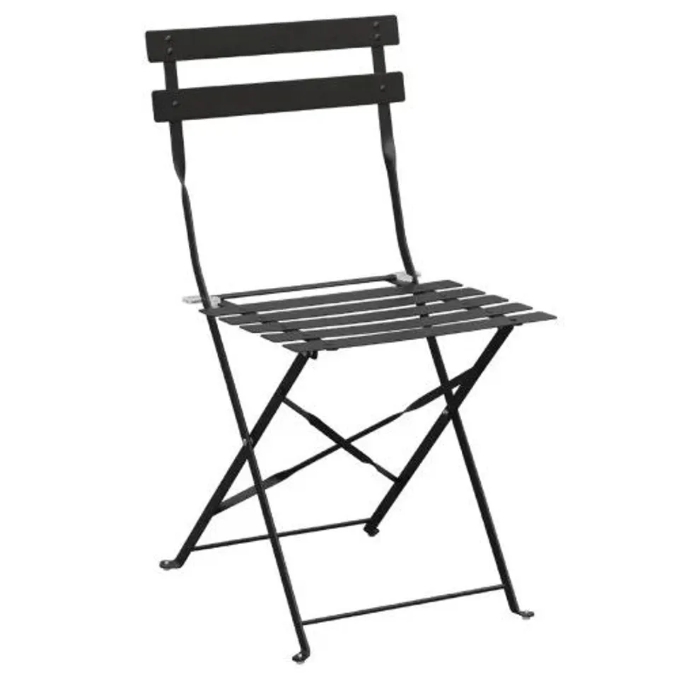 BOXED BOLERO PERTH BLACK PAVEMENT STYLE STEEL FOLDING CHAIRS (PACK OF 2)