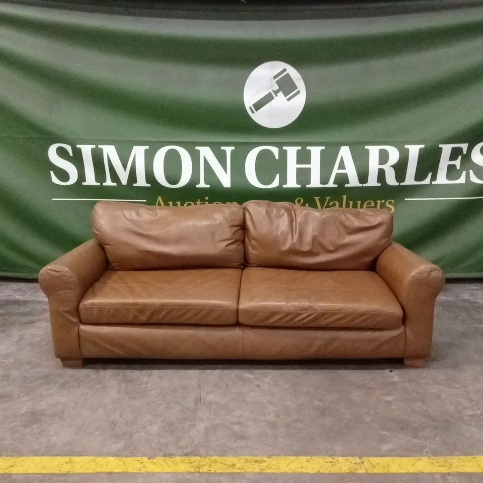 BAILEY 4 SEATER LEATHER SOFA - TAN RRP £949