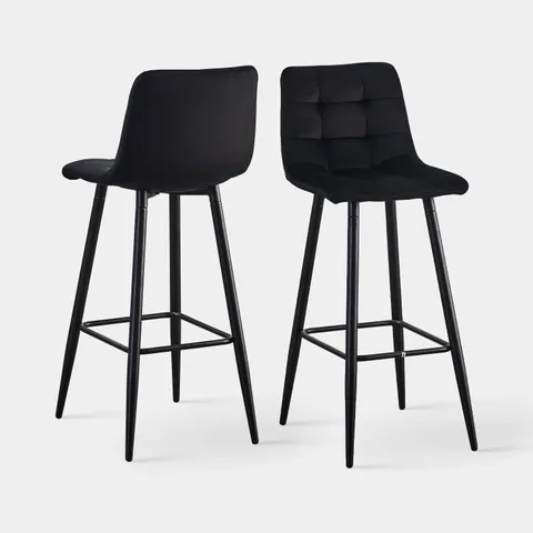 BOXED CHRISTIE SET OF TWO BLACK BARSTOOLS