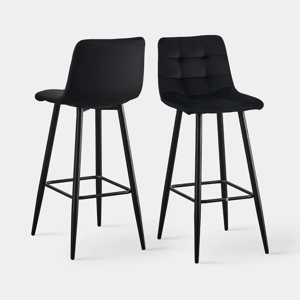BOXED CHRISTIE SET OF TWO BLACK BARSTOOLS