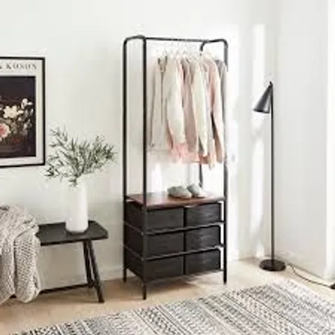 BOXED CLOTHES RAIL WITH FABRIC DRAWERS (1 BOX)