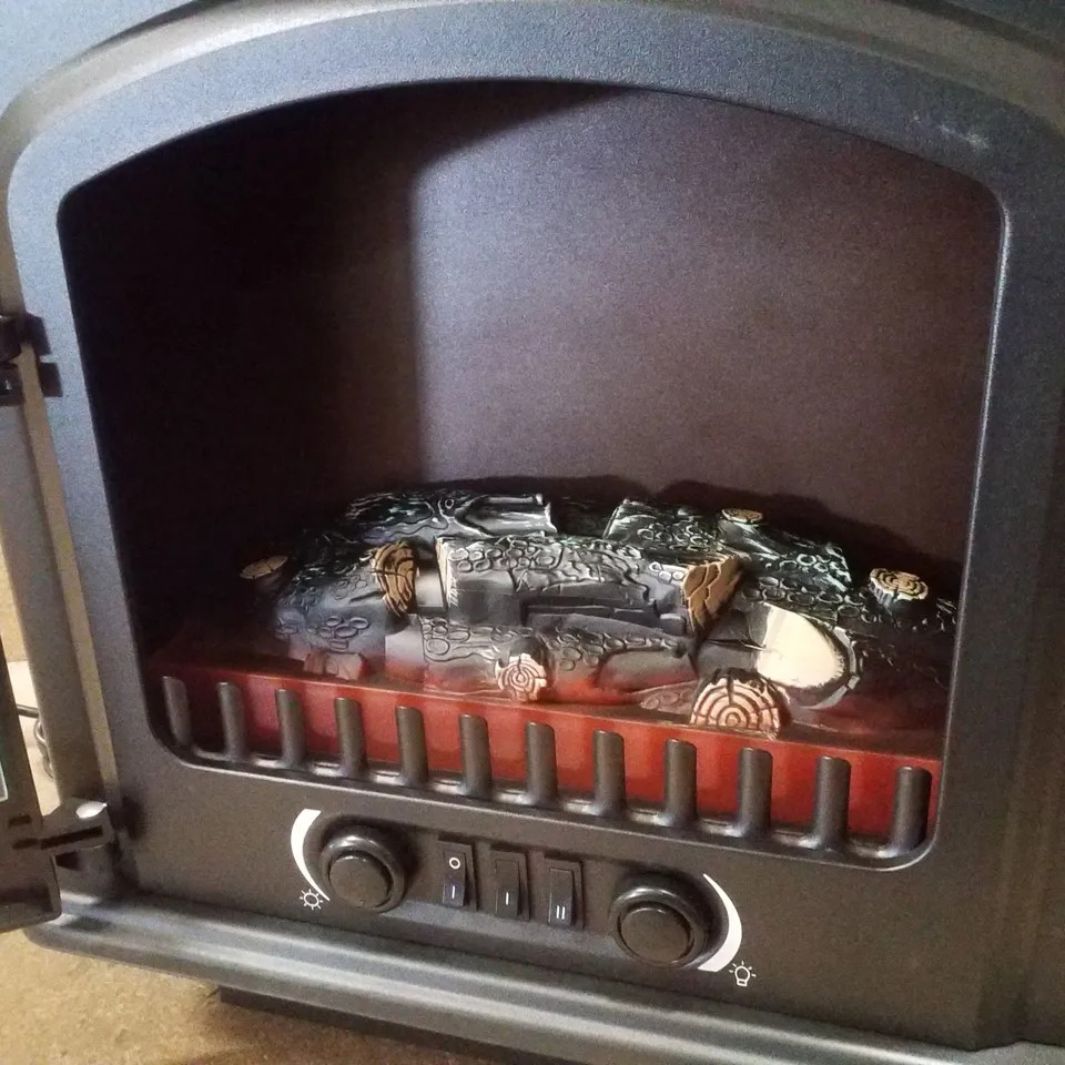 BOXED COLMAN ELECTRIC STOVE 1.8KW MATT BLACK LOG BED 