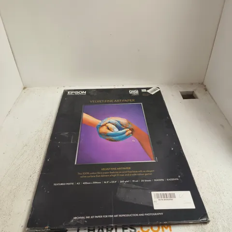 EPSON VELVET FINE ART PAPER A2 PACK β 25 SHEETS, TEXTURED MATTE