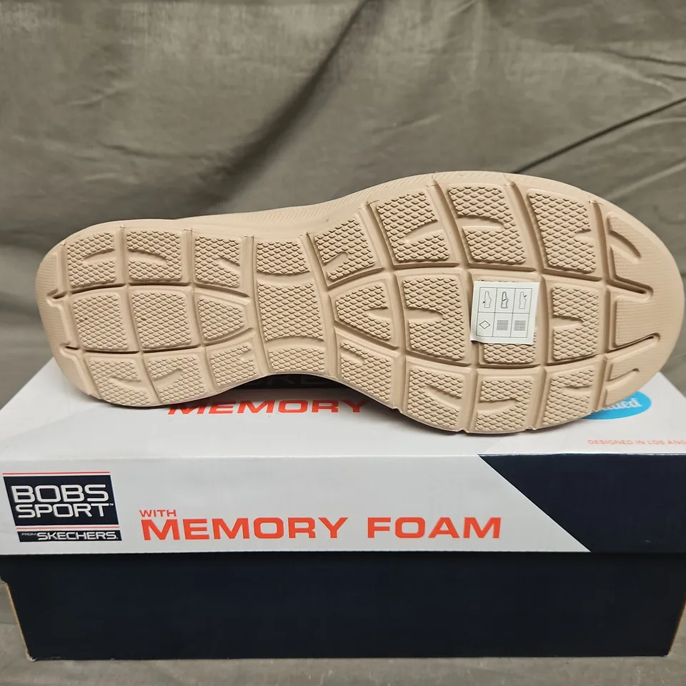 BOXED PAIR OF SKECHERS BOBS SPORT BEIGE TRAINERS -  SIZE 7