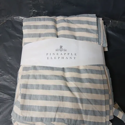 PINEAPPLE ELEPHANT ZANZIBAR YARN DYED STRIPE DUVET SET - BLUE - KING SIZE